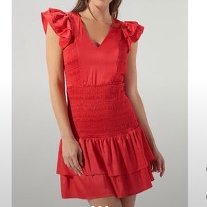 Red satin mini-dress